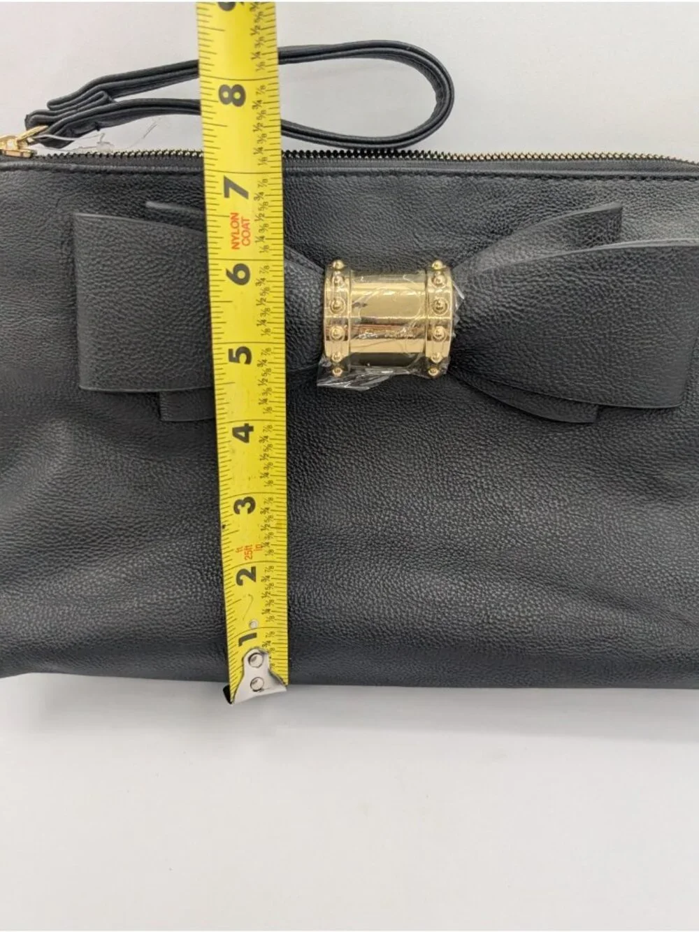 Betsey Johnson Black Pebble Faux Leather wristlet Clutch Bow Mall goth coquette